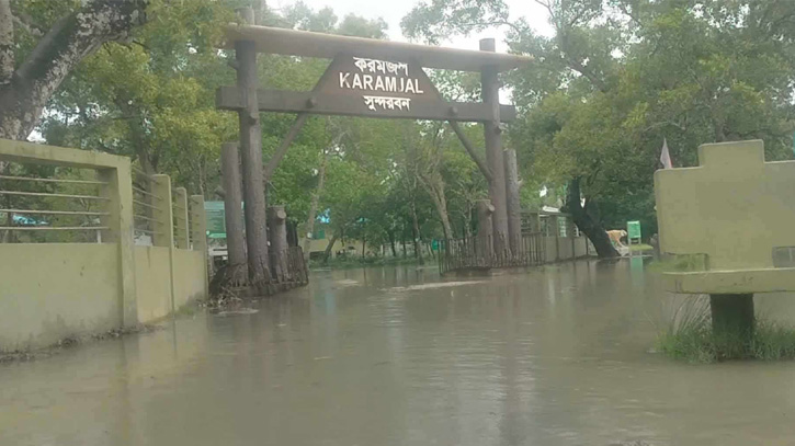 এভাবে পানির নিচে নিমজ্জিত সুন্দরবনের করমজল।
