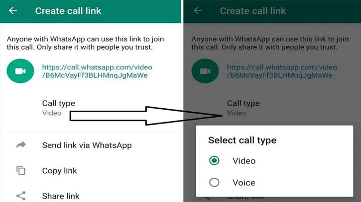 হোয়াটসঅ্যাপে নতুন ফিচার “কল লিংক”
