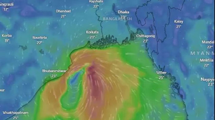 ঘূর্ণিঝড় ‘মিধিলি’র অগ্রভাগ মোংলা-পায়রা উপকূল অতিক্রম করছে ঘূর্ণিঝড় ‘মিধিলি’র অগ্রভাগ মোংলা-পায়রা উপকূল অতিক্রম করছে