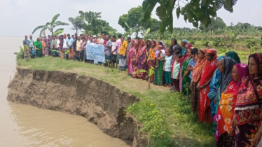 পদ্মার ভাঙন ঠেকাতে জরুরি জিও ব্যাগ ফেলার দাবি গ্রামবাসীর