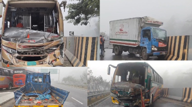ঘন কুয়াশায় এক্সপ্রেসওয়েতে তিন গাড়ির সংঘর্ষে ১০ জন আহত 
