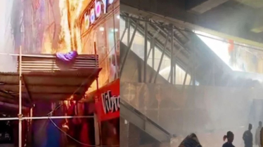 মিরপুরে মেট্রো স্টেশনের পাশের ভবনে আগুন