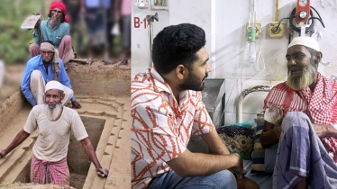 ‘গোরখোদক’ মনু মিয়াকে দেখতে হাসপাতালে খায়রুল বাসার