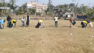 জামায়াতের নির্বাচনী জনসভার মাঠ পরিস্কার করলো স্বেচ্ছাসেবক দল
