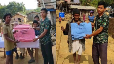 ২৬ ঘণ্টা হেটে গিয়ে বিতরণ, প্রথমবার কম্বল পেল নিউথাংনাং পাড়ার মানুষ