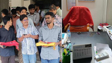 বেরোবি প্রশাসনকে শাড়ি-চুড়ি দিয়ে শিক্ষার্থীদের প্রতিবাদ 