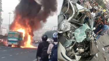 দুই ট্রাকের চাপায় তছনছ প্রাইভেটকার, ঝরলো ৮ প্রাণ