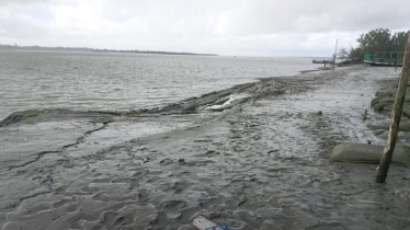 শ্যামনগরে হঠাৎ দেবে গেছে নদীর চরের মাটি, আতঙ্কে এলাকাবাসী