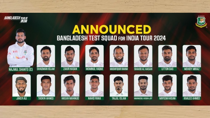 ভারত সফরের টেস্ট দল ঘোষণা ভারত সফরের টেস্ট দল ঘোষণা