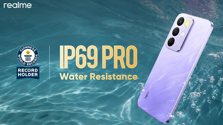 ওয়াটার-রেজিজট্যান্সে গিনেস ওয়ার্ল্ড রেকর্ডস করল রিয়েলমি সি৮৫ সিরিজ