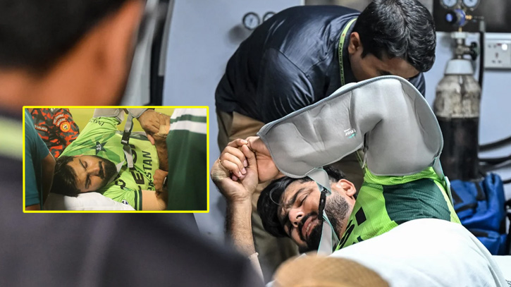 লিটনের শট ঠেকাতে গিয়ে আহত, মাঠ থেকে হাসপাতালে পাকিস্তানি ক্রিকেটার