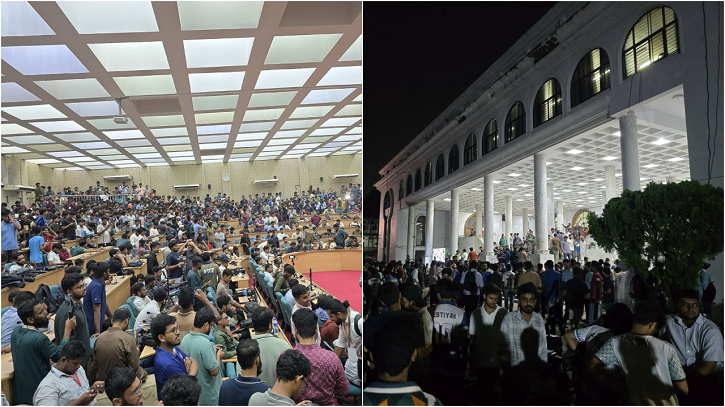 ডাকসু নির্বাচনের ফল ঘোষণার অপেক্ষা: স্লোগানে উত্তাল সিনেট হল, উপচেপড়া ভিড়