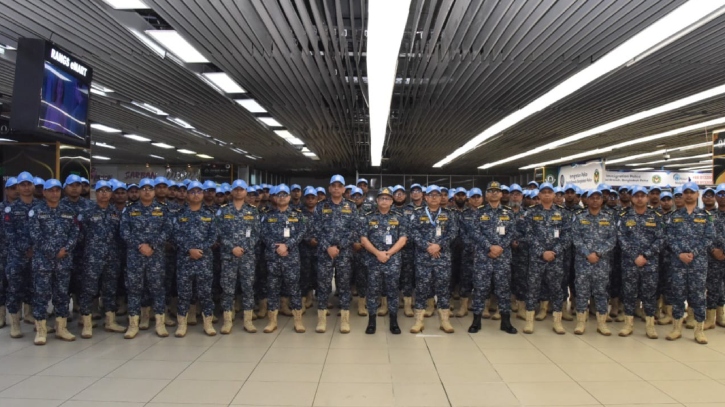 দক্ষিণ সুদানে জাতিসংঘ শান্তিরক্ষা মিশনে অংশ নিতে বাংলাদেশ নৌবাহিনীর ৯৯ সদস্যের ঢাকা ত্যাগ