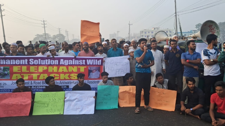  কর্ণফুলী থেকে বন্য হাতি অপসারণের দাবিতে ফের বিক্ষোভ