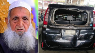 বাসের ধাক্কায় হেফাজত আমিরের গাড়ি ক্ষতিগ্রস্ত