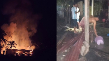 পাংশায় রাতের আঁধারে আগুনে পুড়ে ছাই ৬ বসতঘর