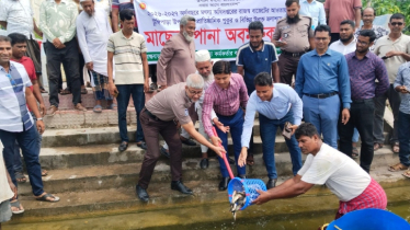 টুঙ্গিপাড়ায় ২৮৫ কেজি মাছের পোনা অবমুক্ত