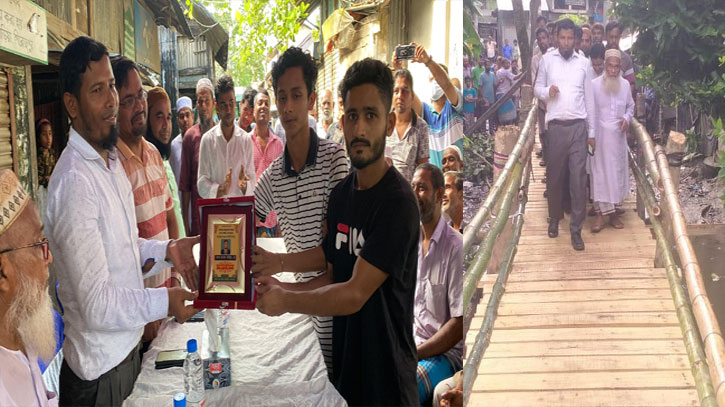 টিকিকাটা ইউনিয়ের দধিভাঙা বাজারের কাঠের পুল নির্মাণ করে দুর্ভোগ লাঘব করেন।